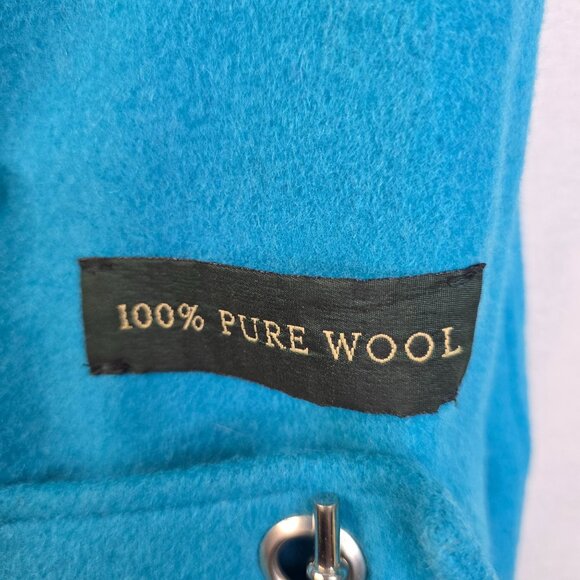 Wool Duffle Coat Size 8 Turquoise Harvé Benard By Benard Holtzman Vintage 80s - Picture 6 of 14